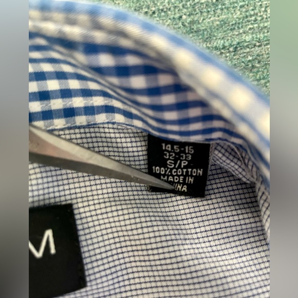 Nick Graham Modern Fit Easy Care Cotton Mini Gingham Checked Collar Button Shirt - Picture 4 of 11